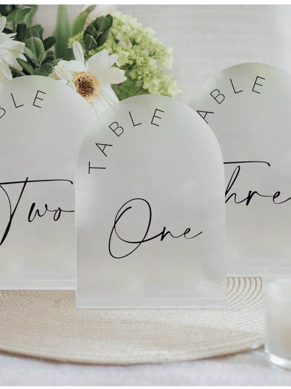 Elegant Frosted Acrylic Table Number Signs for Wedding Reception & Anniversaries